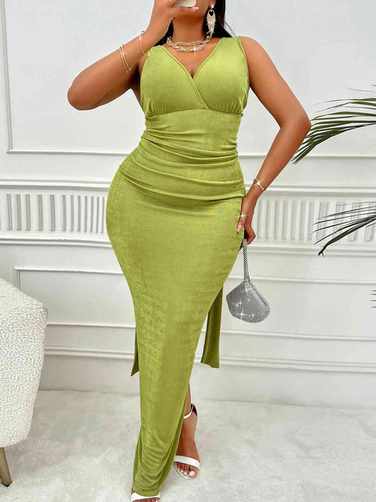 Plus Size Backless Ruched Dress